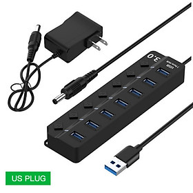 7 Port USB 3.0 Hub 5Gbps High Speed On/Off Switches AC Power Adapter for windows95/98/ME/2000/XP/Vista