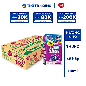 Thùng 48 hộp Sữa trái cây hương nho KUN 110ml/hộp