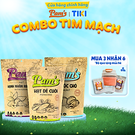 COMBO Chăm Sóc Tim Mạch - Hạt Óc Chó Chile (500g) + Hạnh Nhân Rang Bơ(500g) + Hạt Dẻ Cười(180g) Pam's