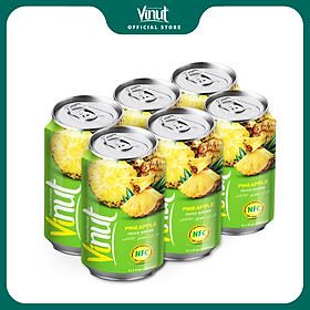 Lốc 6 Lon Nước Ép Thơm Vinut 330ml 