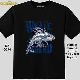 WHALE, mã G274. Áo thun in đẹp cho nam nữ, cặp đôi, gia đình. Áo phông Goking hàng hiệu cao cấp - Đen, vải thun lạnh - 10