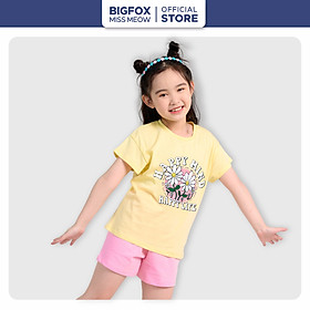 Bộ Đồ Quần Áo Cộc Tay Cho Bé Gái Missmeow Mặc Mùa Hè Chất Liệu Cotton In Hình Kỳ Lân Pony Size Đại Trẻ Em 3,4,5,6,7,8 Tuổi