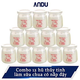 Mua Combo 12 Hũ Thủy Tinh Làm Sữa Chua Có Nắp Đậy  Lọ Đựng Sữa Chua In Hình Ngộ Nghĩnh Tiện Lợi