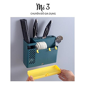 Mua Kệ đũa muỗng nhựa dán tường có khay để dao