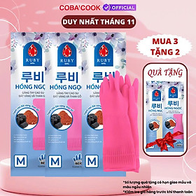 Mua  Mua 3 Tặng 2  Bộ 3 Đôi Găng Tay Cao Su Ruby Hồng Ngọc 37cm