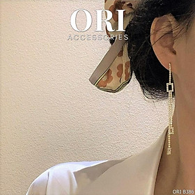 Bông tai nữ dáng dài đính đá Fidelia tinh tế thời trang ORI ACCESSORIES B386