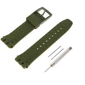 21mm Soft Waterproof Silicone Watch Strap Replace Wristband with Tool Set for Swatch suuk400suuw100