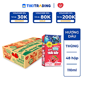Thùng 48 Hộp Sữa Trái Cây Hương Dâu KUN 110ml/hộp