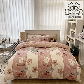 Bộ chăn ga gối cotton LIDACO PL1 - Chó hoa nâu SP001492