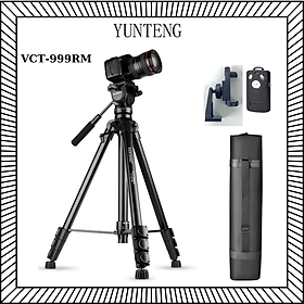 Chân máy tripod YUNTENG VCT-999RM dùng cho máy ảnh và điện thoại (Kèm túi đựng, đầu kẹp xoay 360 độ, remote) - Hàng Chính hãng