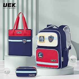 Balo đi học cấp 1 UEK chống gù, không thấm nước kèm túi đựng  hộp bút - Xanh navy - Size L 130 - 160cm