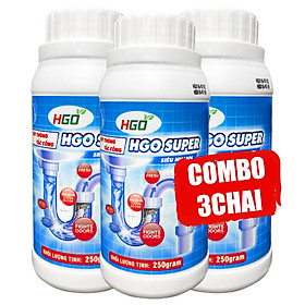 [COMBO 3] Bột thông cống cực mạnh HGO SUPER bột thông bồn cầu, bồn rửa bát, đường ống, chai 250gram