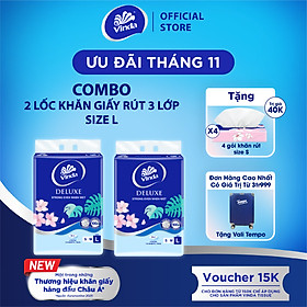 Khăn giấy rút cao cấp Vinda Deluxe 3 lớp 110 tờ size L (4 Gói)