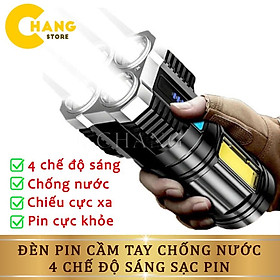 Mua Đèn Pin Cầm Tay Chiếu Xa Siêu Sáng 4 Bóng 4 Chế Độ  Sạc USB Tiện Dụng Mang Theo Du Lịch