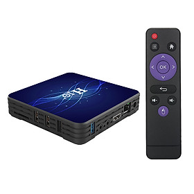 Hộp TV Box H10 Plus Android 9.0 4K trình phát HDR H.265 VP9 Quad-core 64 Bit băng tần kép EMMC 2.4G/5G-Màu xanh đen-Size Cắm AU