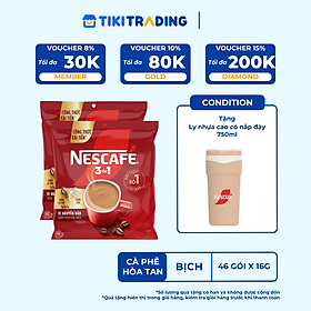 [Tặng Ly nhựa Mochi cao có nắp đậy 2025 NESCAFE ] Combo 2 Bịch NESCAFE 3IN1 Công thức cải tiến - VỊ NGUYÊN BẢN Bịch 46 gói