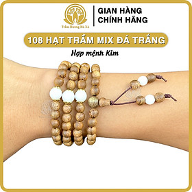 Vòng tay chuỗi tràng 108 hạt phong thủy trầm hương HÀ XÁ đeo tay cặp đôi nam nữ mix đá màu bế đồng mệnh kim mộc thủy hỏa thổ