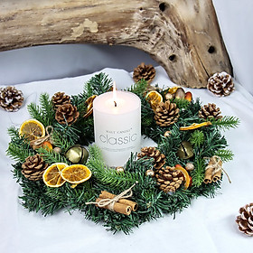 Mua Vòng Tròn Nến Giáng Sinh DN130 Vòng Nến Quế Cam Trang Trí Noel Vintage