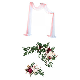 Rose Flower Swag Handmade Wedding Arch Drape Panels Backdrop Garland Hanging Decorative Wedding Car Reception Ceremony Decoration