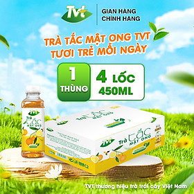 [Thùng 24 chai 450ml] Trà Tắc Mật Ong TVT tinh chất trà xanh, mật ong, quả tắc, mát lanh thanh khiết, tốt cho tim mạch