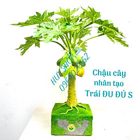 Mua Chậu cây Trái ĐU ĐỦ Nhí Vuông để bàn (32cm) nhân tạo trang trí nhà cửa