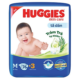 Tã dán Huggies Skincare Super Jumbo M 76+3 Miếng