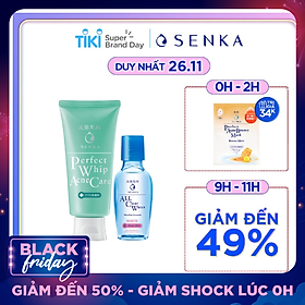 Combo Sữa rửa mặt dành cho da mụn Senka Perfect Whip Acne Care 100g + Nước tẩy trang Senka All Clear White 70ml
