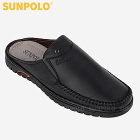 Dép Sục, Dép Sapo Nam Da Bò SUNPOLO SPO293 Bền đẹp (Đen, Nâu)