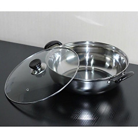 Nồi Lẩu Inox Nắp Kính Đường Kính 28cm