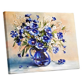 Mua Tranh sơn dầu số hóa tự tô đã căn khung 40x50cm- Y5121 lọ thanh cúc cornflower