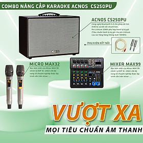 Combo loa kéo CS250PU, Mixer Max 99, Micro max 32 - Kết hợp hoàn hảo nâng cấp âm thanh, cải thiện giọng hát một cách tối ưu nhất - Tặng kèm dây kết nối 3.5 ra hoa sen và 2 jack hoa sen ra 6 ly - Hàng chính hãng