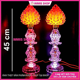 Mua Bộ 2 Đèn Hoa Sen Pha Lê Để bàn Thờ Phật Đèn Hoa Sen Đèn Thờ Cúng Cao 45cm  MRHT70 