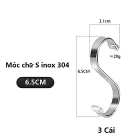6.5CM Móc chữ S inox 304, tăng chiều rộng và độ dày móc