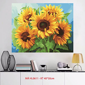 Mua Tranh sơn dầu số hóa tự tô màu các loại hoa - Mã HL0611 Hướng dương