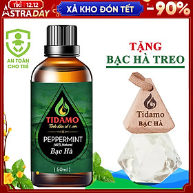 Tinh Dầu Xông Phòng BẠC HÀ 50ML + Tinh Dầu Treo Phòng Treo Xe ô tô Bạc Hà (Peppermint) - Tinh Dầu Bạc Hà TIDAMO Nguyên Chất Giúp Bảo Vệ Sức Khỏe, Kháng Khuẩn, Thư Giãn Tinh Thần Và Xua Đuổi Côn Trùng