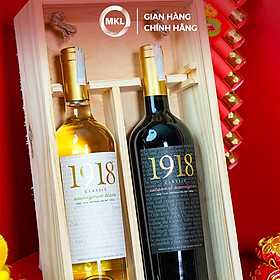 Combo 1 Rượu vang trắng 1918 Classic Cabernet Sauvignon + 1 Rượu vang đỏ 1918 Classic Sauvignon Blanc ( (Hộp gô thông đôi) HÀNG CHÍNH HÃNG