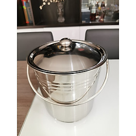 Mua XÔ INOX ĐỰNG NƯỚC LÈO/ ĐỰNG ĐÁ CÓ NẮP TẶNG 1 LY MIKA