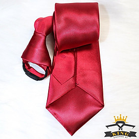Cà vạt học sinh nam bản nhỏ 5cm style hàn quốc vải phi bóng màu đen KING, caravat công sở giá rẻ C0155