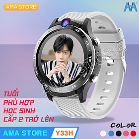 Đồng hồ Thông minh Gắn Sim Định vị Cho Học sinh THCS, THPT Model AMA Watch Y33H - Hàng nhập khẩu - Đen - Dây Trắng