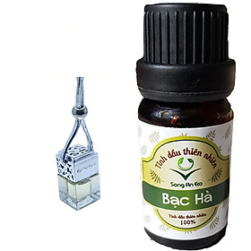 Combo 100ml tinh dầu bạc hà Song An Eco và 1 chai treo nắp vuông (treo xe, tủ quần áo, nhà tắm)- Giao mầu ngẫu nhiên
