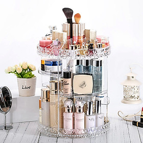 Mua Kệ đựng mỹ phẩm mica kim cương 3 tầng xoay 360 độ