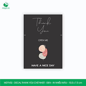 MDTV - 10.5x7.5 cm - 50 Decal Thank you hình chữ nhật dán hộp carton, Label Thank you, tem nhãn cảm ơn có sẵn keo dán niêm phong gói hàng - Nhiều màu