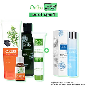 Combo Giảm Mụn Mờ Thâm Oribe 4 Món [Serum Oriss 10ml + SRM Oriss 100g + Kem Mụn Oribe 20g + Nước Hoa Hồng 150ml]