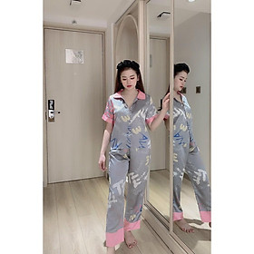 Đồ Bộ Pijama Nữ Đồ Bộ Mặc Nhà Nữ Tay Ngắn, Quần Dài Chất SATIN Cao Cấp, Không Nhăn Form<60kg Vừa Đẹp