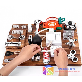 Bảng bận rộn montessori giúp bé học hình dạng, màu sắc và phát triển vận động tinh, busy board cho bé - BAO NGON TOYS - DG146B