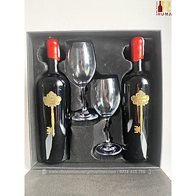 Mua Set quà tặng 2 chai rượu vang Ý Segreto (vang chìa khóa) - Hộp da PU kèm 2 ly uống vang