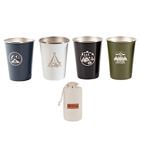 4 Pieces Stainless Steel Cups Camping Cup, 350ml Pint Cups Drinking Glasses, for Home Backpacking