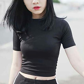 Áo croptop tay ngắn trơn