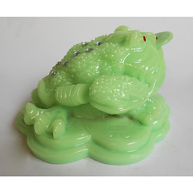 Tượng phong thủy linh vật Thiềm Thừ Cóc ba chân màu dạ quang dài 20cm - TPT10