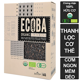 Gạo lứt đen kịt cơ học cao cấp/ECOBA Huyền Mễ 1kg - Thơm ngon mềm ngọt - Thanh thanh lọc cơ thể